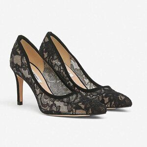 L. K. Bennett Floret Lace Leather Court Heels 39
